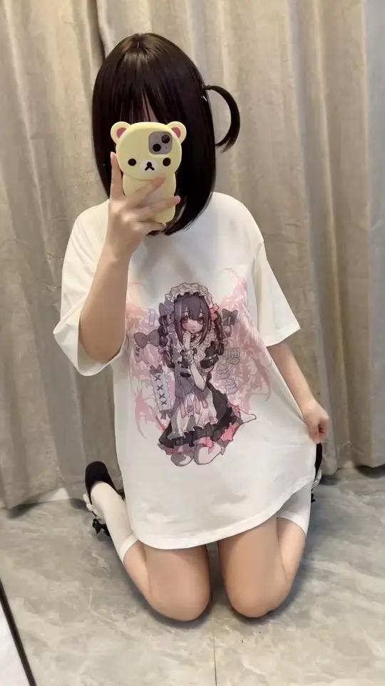 T-shirt à manches courtes style gothique ample dessin animé pour jeunes filles mode underground printemps été