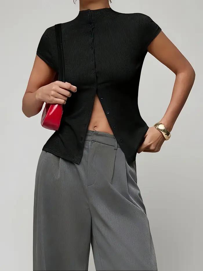 Haut à col roulé tricoté à la mode pour femmes