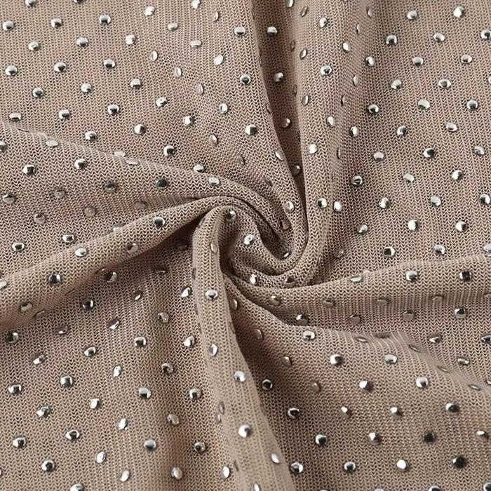 Haut à manches longues patchwork transparent avec strass pour femmes occasions spéciales automne étés