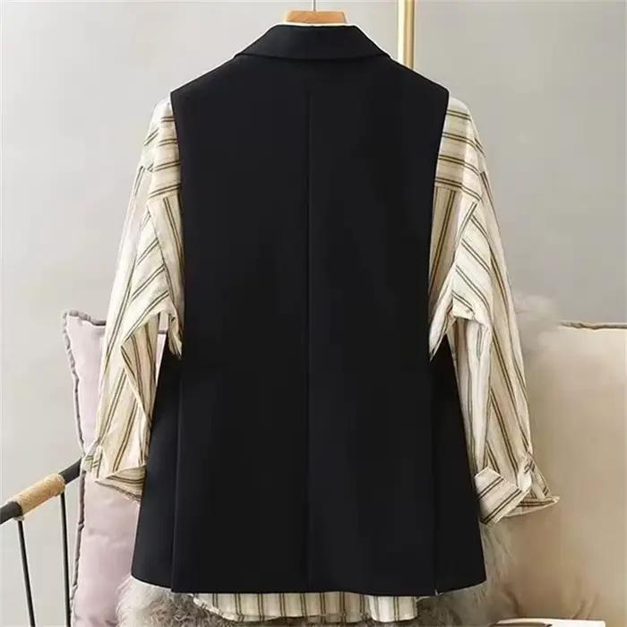 Gilet de costume noir sans manches pour femme