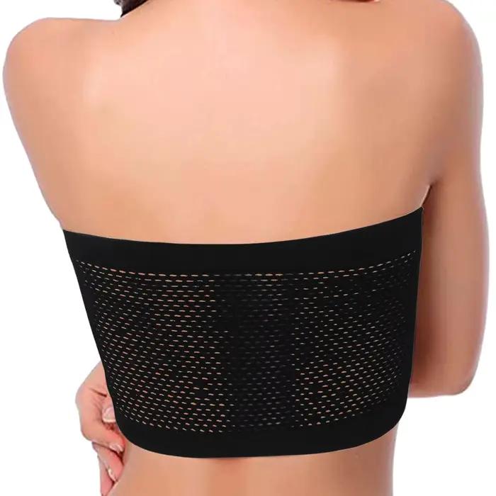 Soutien-gorge tubulaire sans bretelles sans couture pour femmes, bandeau antidérapant sans fil pour tenue d'été