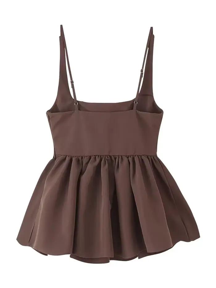Chicheca Pelpum été haut pour femme 2025 bureau dame marron élégant débardeur sans manches nouveau dans Camis