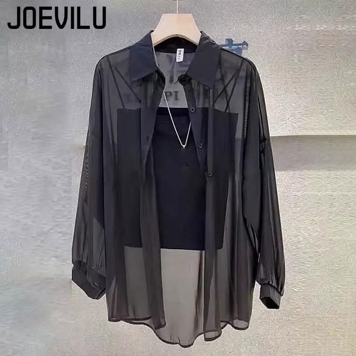 Chemise en mousseline de soie transparente pour femmes