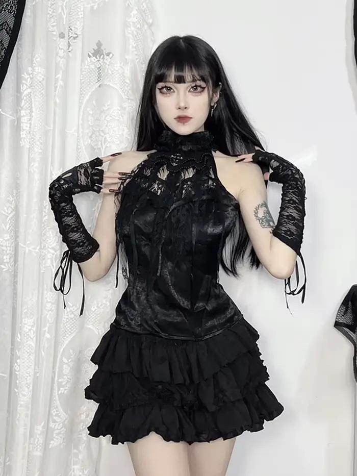 Débardeuse gothique ALTGOTH en dentelle vintage pour femmes, style gothique, élégance subtile, pour les chaudes journées d'été, occasions spéciales