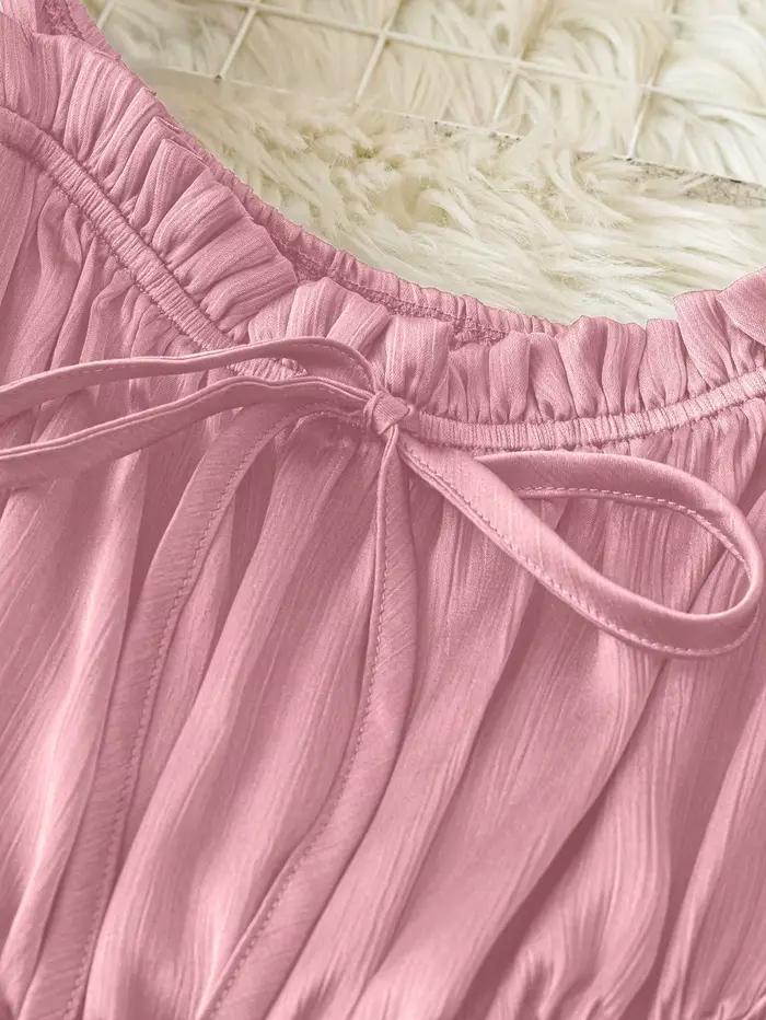Haut en mousseline rose à manches longues pour femme
