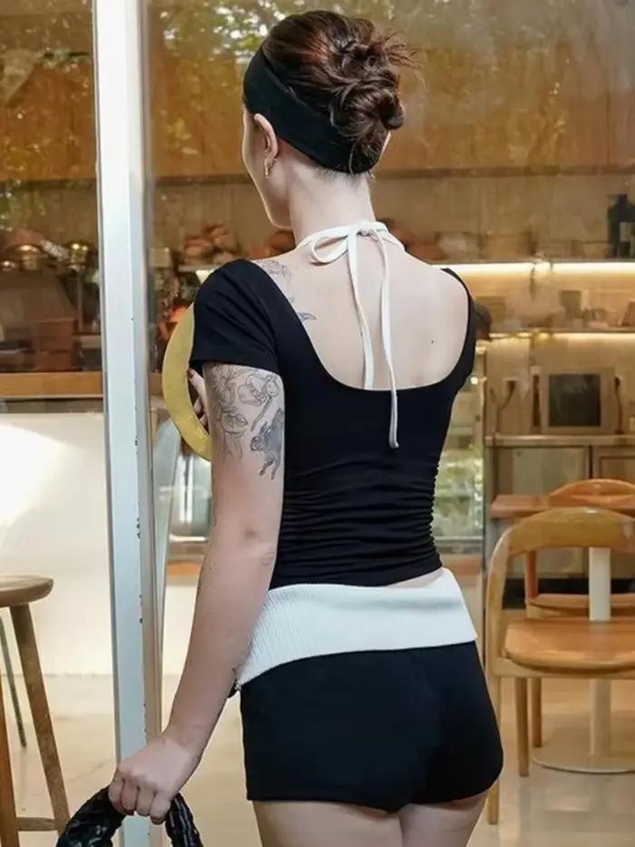 Chemise deux pièces à manches courtes pour femmes