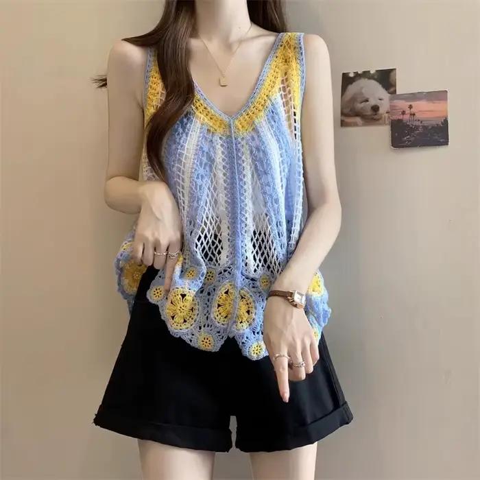 Débardeur brodé au Crochet pour femmes