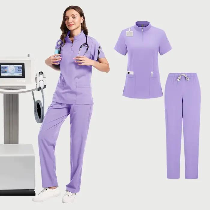 Uniformes d'infirmières MERTRAW en polyester et élasthanne pour femmes, ensemble casual style personnalisable pour hôpitaux, salons de beauté et autres établissements médicaux