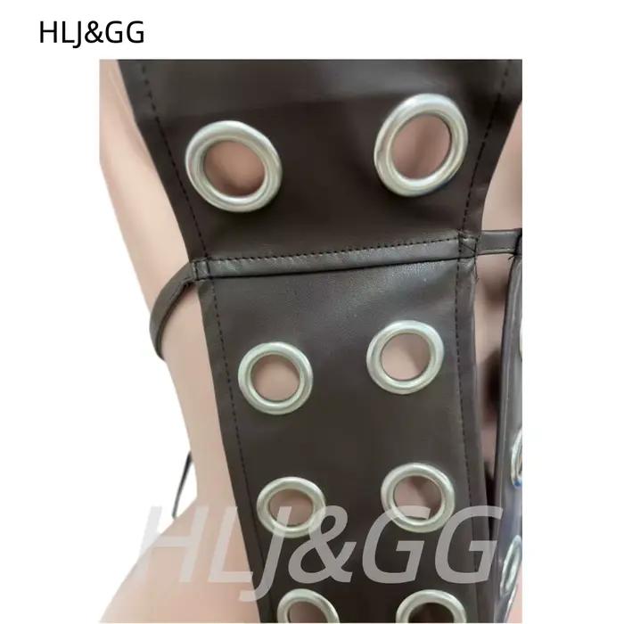 HLJ&GG Hauts Halter en Cuir Creux pour Femme