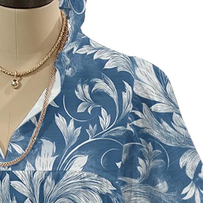 Chemisier imprimé Floral bleu Style rétro Y2K pour femmes