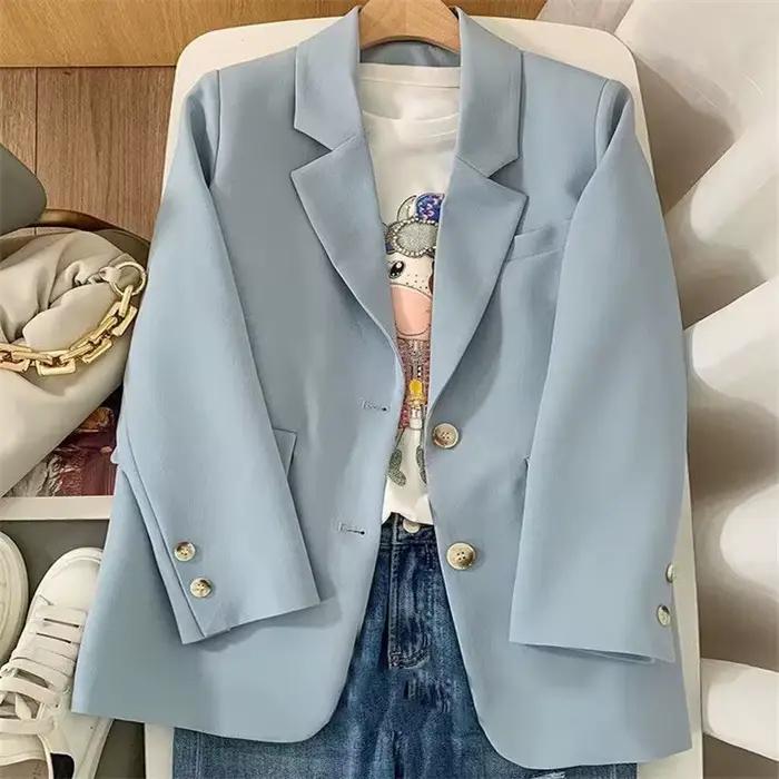 Blazer orange élégant pour femmes style décontracté mode printemps automne ajustement mince polyester drap fin couleur vive occasions professionnel sociales