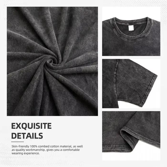 T-shirt Vintage Délavé en Coton et Polyester, Style Harajuku Punk Unisexuel Pour Hommes et Femmes Occasions Spéciales