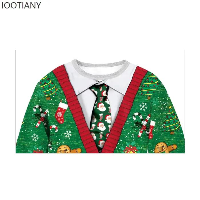 Joyeux noël unisexe 3d imprimé col rond pull mignon motif père
