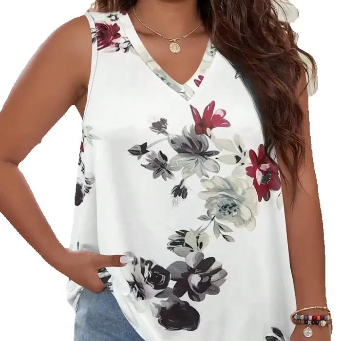 Débardeur à col en V imprimé floral pour femmes