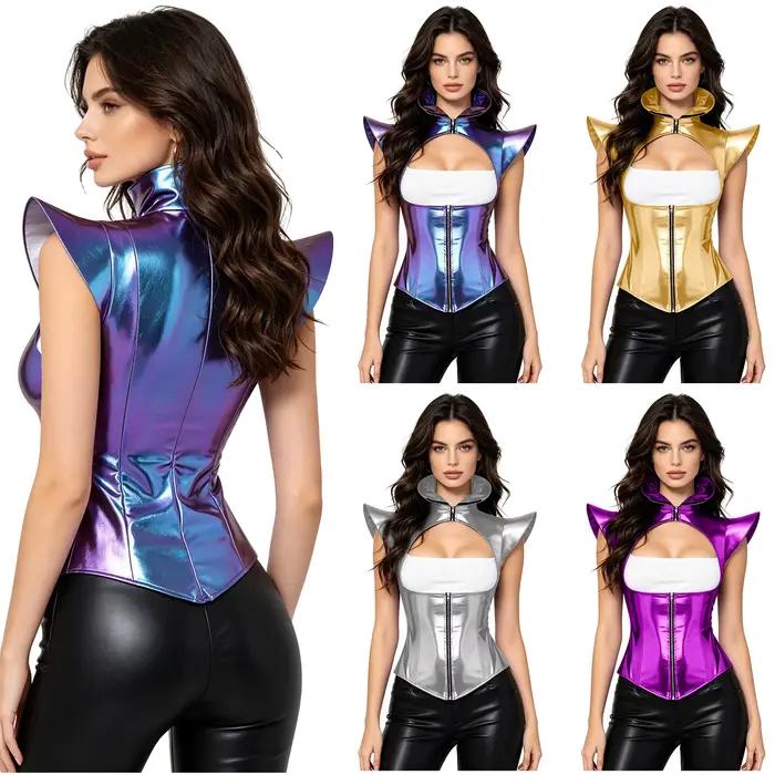 Hauts Corset Armure Iridescent Brillant pour Femme