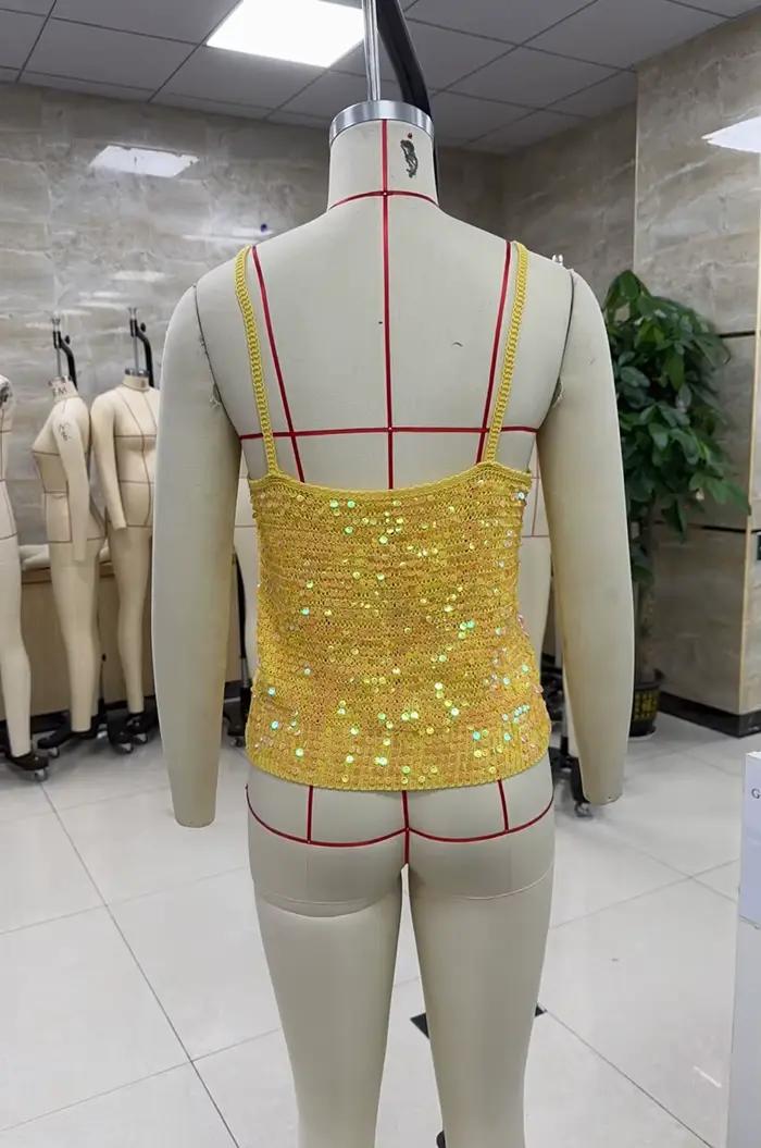 Haut court en Crochet orné de paillettes pour femmes