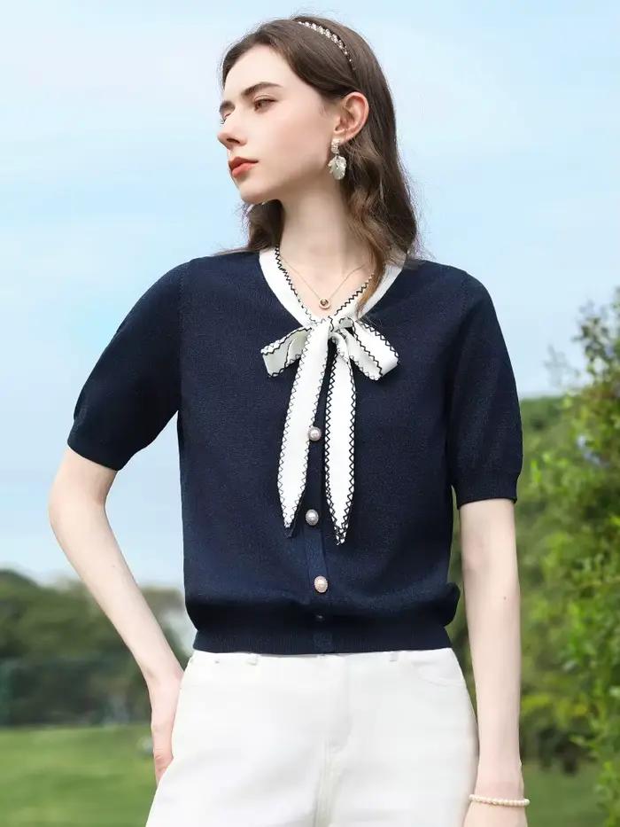 I BELIEVE YOU Haut en tricot bleu marine Été 2026