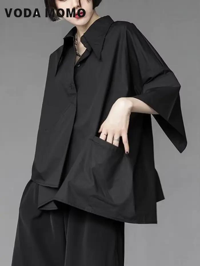 Chemisier boutonné style Harajuku japonais pour femmes chemise irrégulière mode décontractée été occasions spéciales
