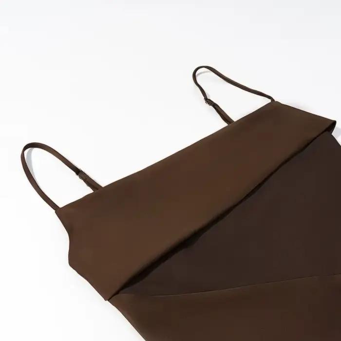 Panneau Satin hauts pour femme marron Y2k sans manches Sexy mode printemps été 2026 élégant café Cami haut débardeurs