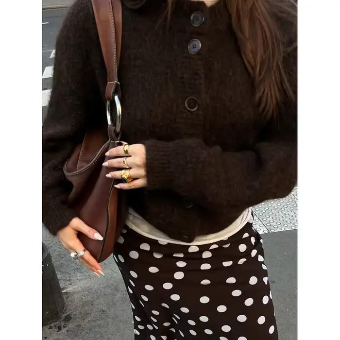 Cardigan Gadinus en polyester, nylon, laine et élasthanne pour femmes junior style American Retro automne hiver occasions spéciales