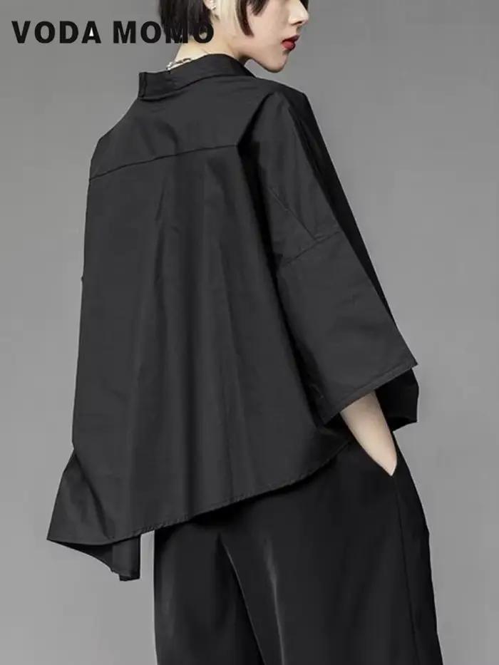 Chemisier boutonné style Harajuku japonais pour femmes chemise irrégulière mode décontractée été occasions spéciales