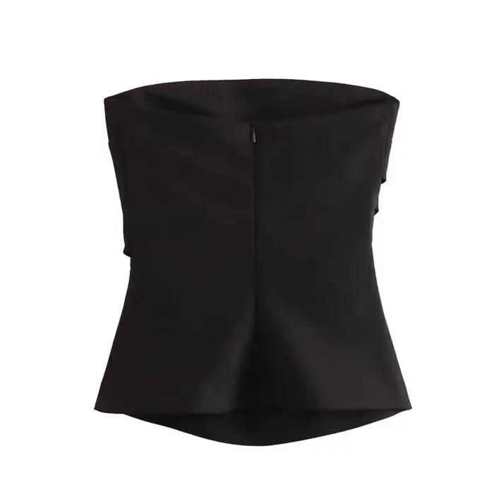 MUJER 2025 femmes bustier tubulaire blanc noir épaules nues haut court femme rose sans manches dos nu Sexy hauts