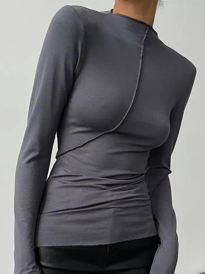 Hauts col roulé 90s femmes style sexy et club automne hiver tissé en coton polyester occassions spéciales
