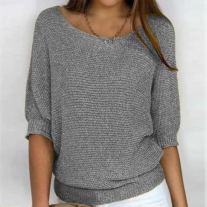 Pull en polyester Cakulo élégant à col rond pour femme, coupe ample, décontracté, mode printemps-été, coloré pour bureau et occasions spéciales