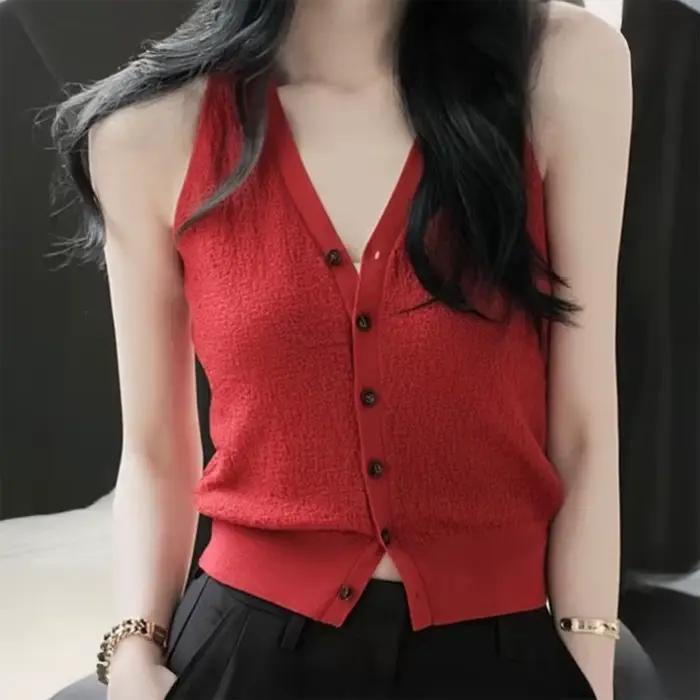 Blouse en polyester coréenne chic col en V décontractée pour femmes printemps été occassions variées