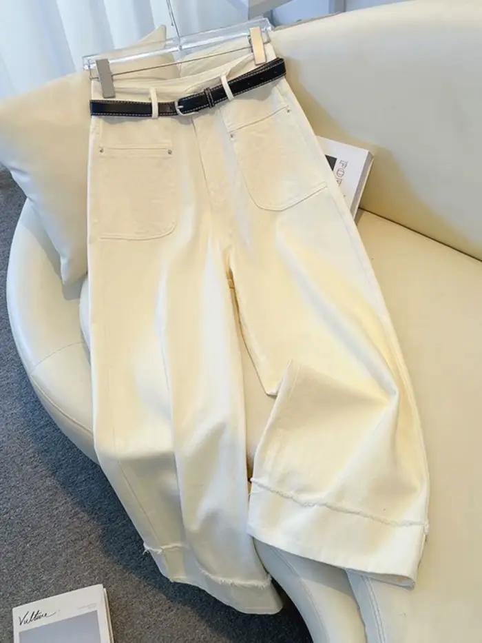 Jean taille haute à jambe large pour femme