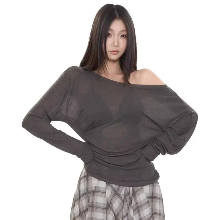 Style français T-Shirts pour femmes épaules dénudées Chic haut décontracté printemps été 2025 nouvelle mode femme à