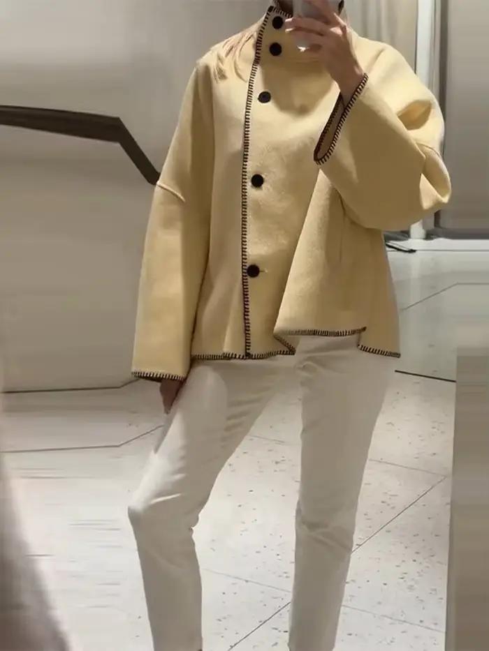 Manteau court Chic à col montant pour femme