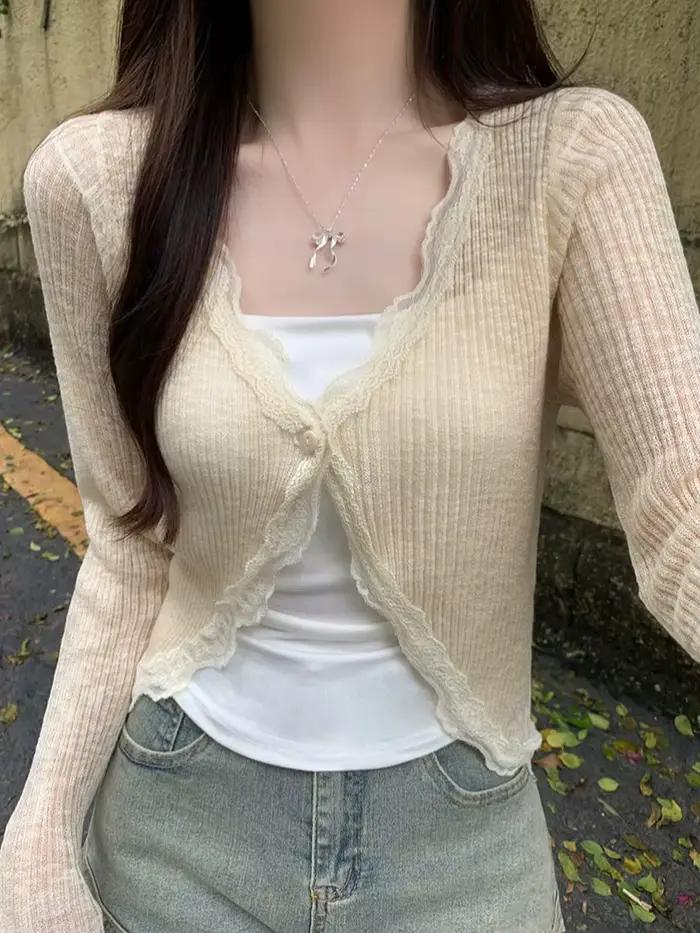Cardigan en tricot côtelé pour femmes