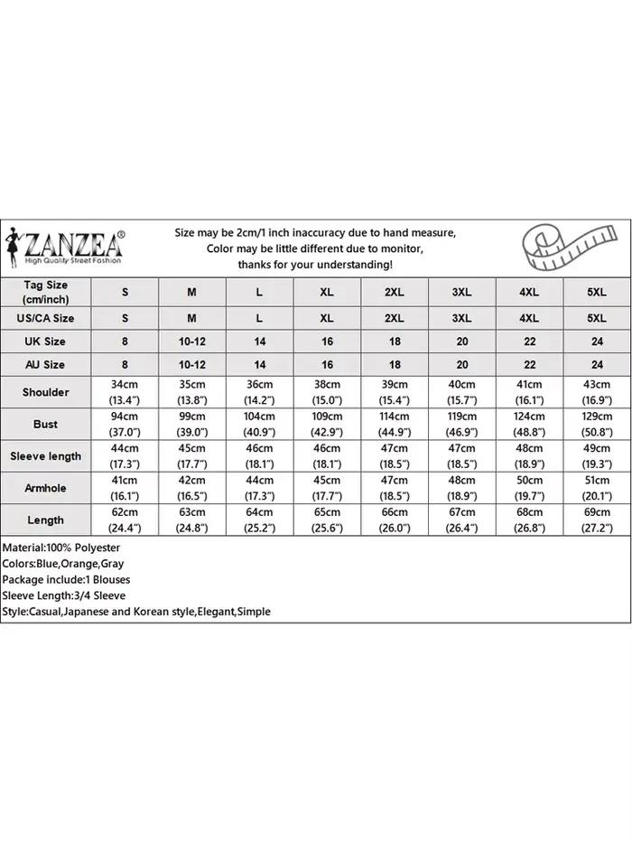 ZANZEA mode Blouse 3/4 manches bouffantes couleur Patchwork hauts femmes automne élégant col en v chemises décontractées 2025 Vintage coréen Blusas