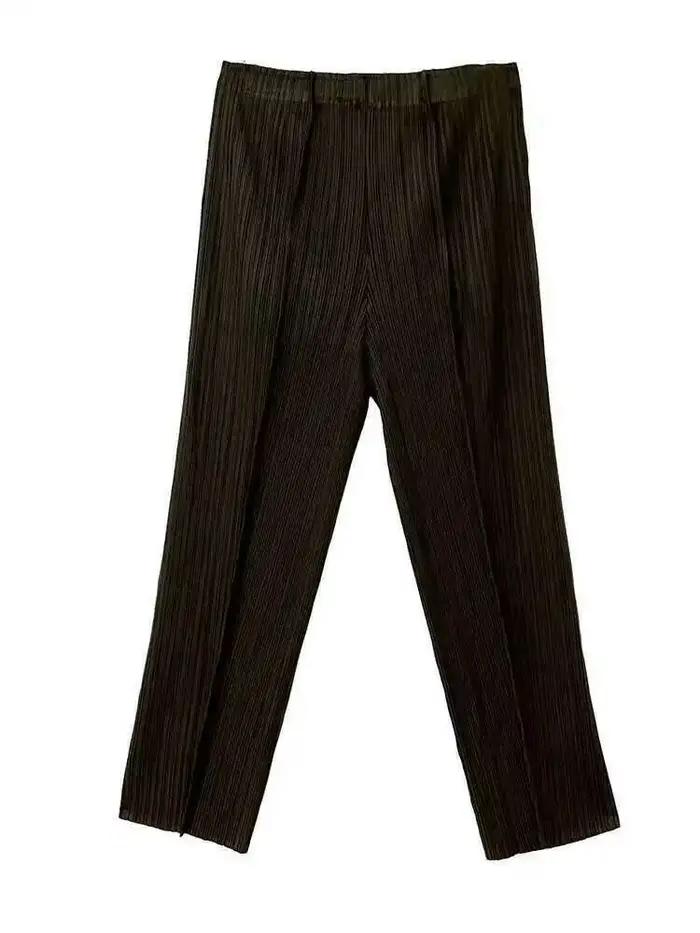 Pantalon droit plissé pour femme