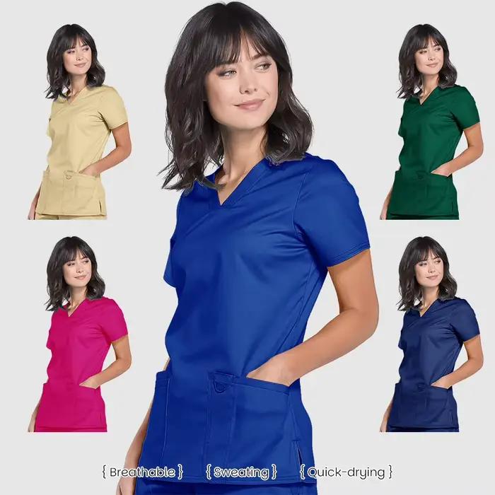 Uniformes chirurgicaux pour femmes en polyester et elasthanne avec poches pour hôpitaux, salons de beauté et autres professions médicales et esthétiques