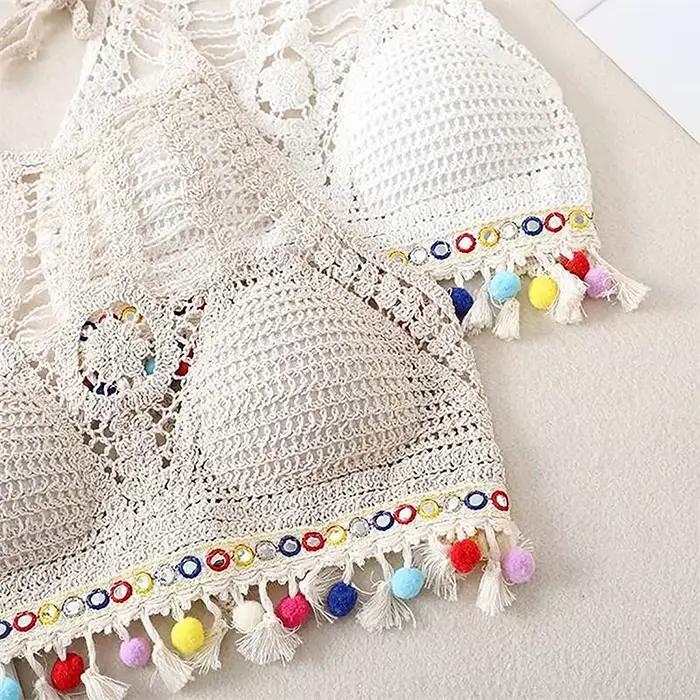 Haut court en tricot dos nu pour femme