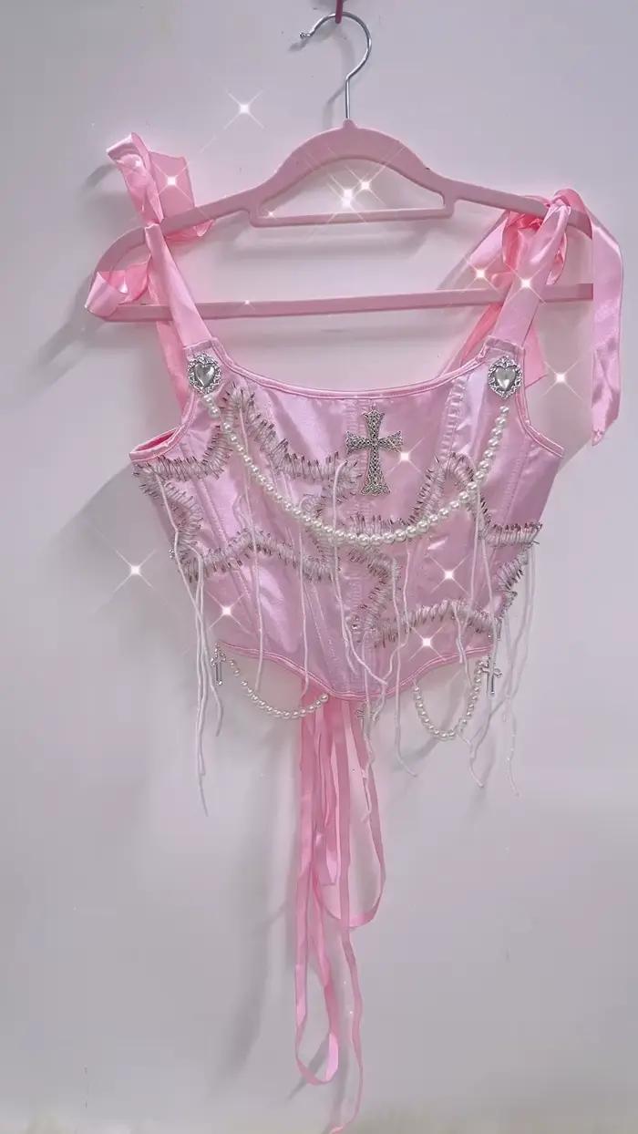 Hauts vintage fée grunge licou topy2k vêtements y2k haut court