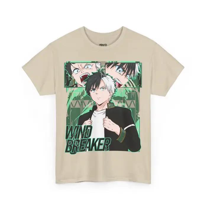 T-shirt vintage Anime Windbreaker unisexe en coton imprimé pour homme occasions quotidiennes et spéciales