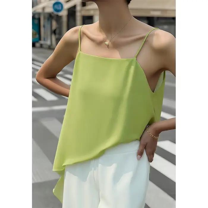 Amii Débardeur Femme Été 2026 Nouveau Modèle Sans Bretelles Double Couche Mousseline Cami Décontracté Fluide Asymétrique Sans Manches 12642154