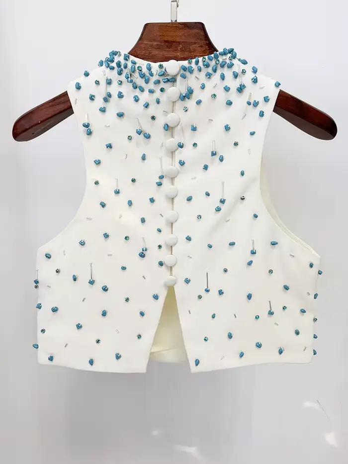 Ensemble deux pièces avec décor en strass pour femmes