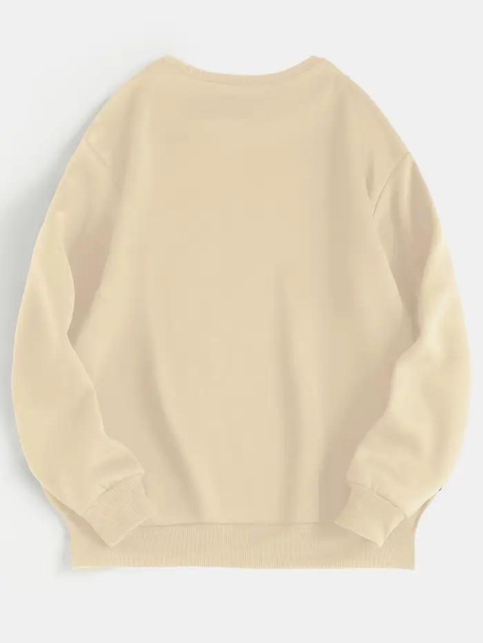 Sweat-shirt décontracté à manches longues imprimé ours pour femmes