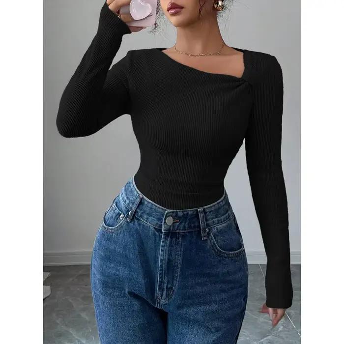 T-Shirt asymétrique plissé pour femme