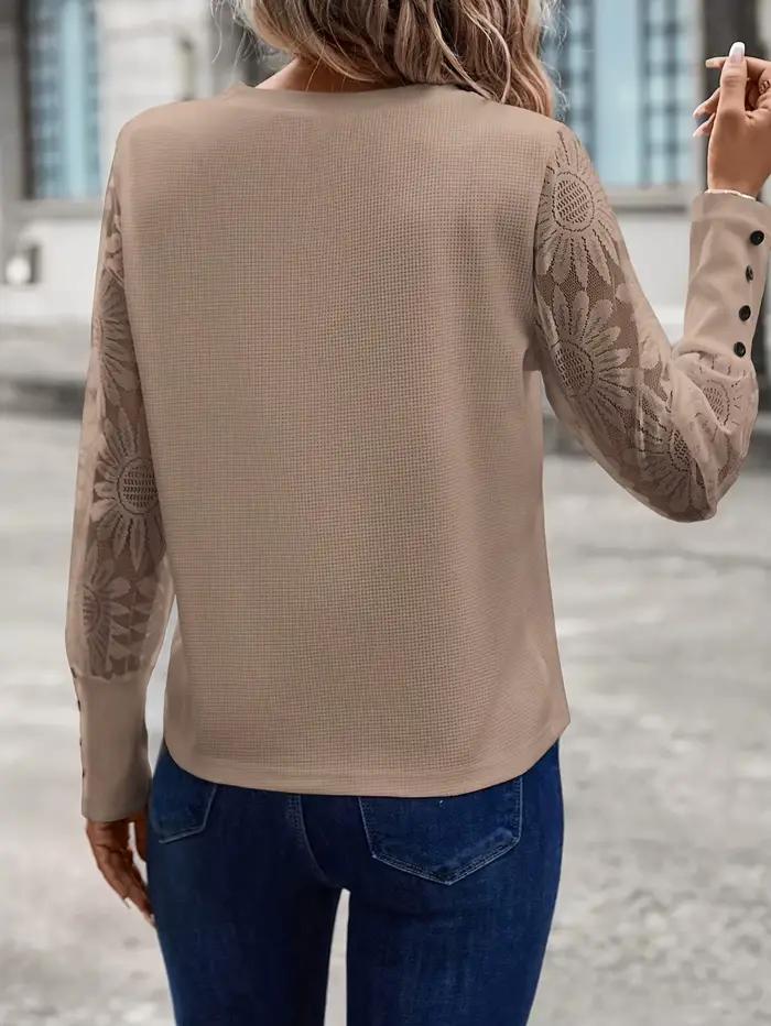 Haut en tricot gaufré Beige pour femme