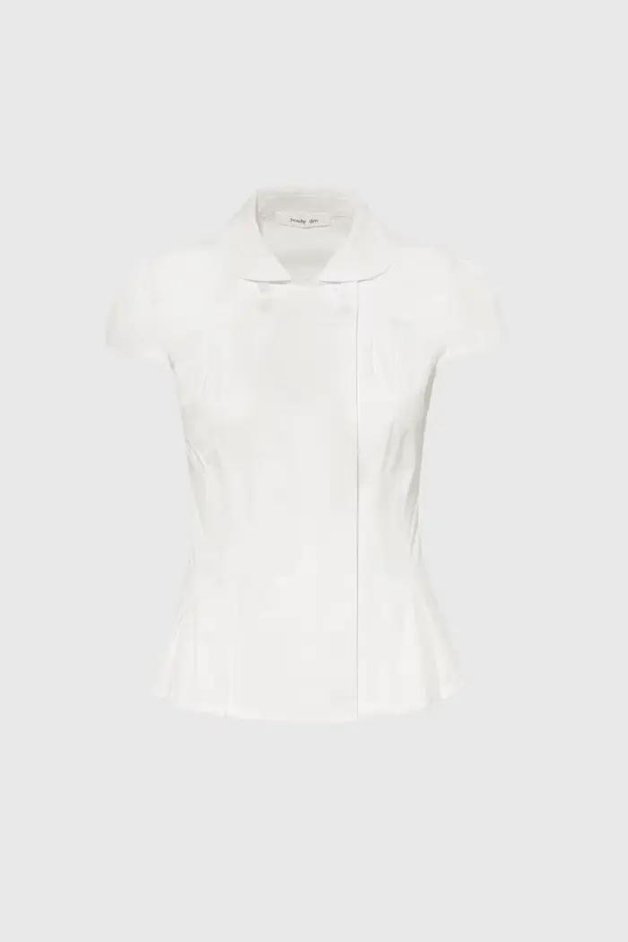 Chemisier blanc Peachy Den à col boutonné