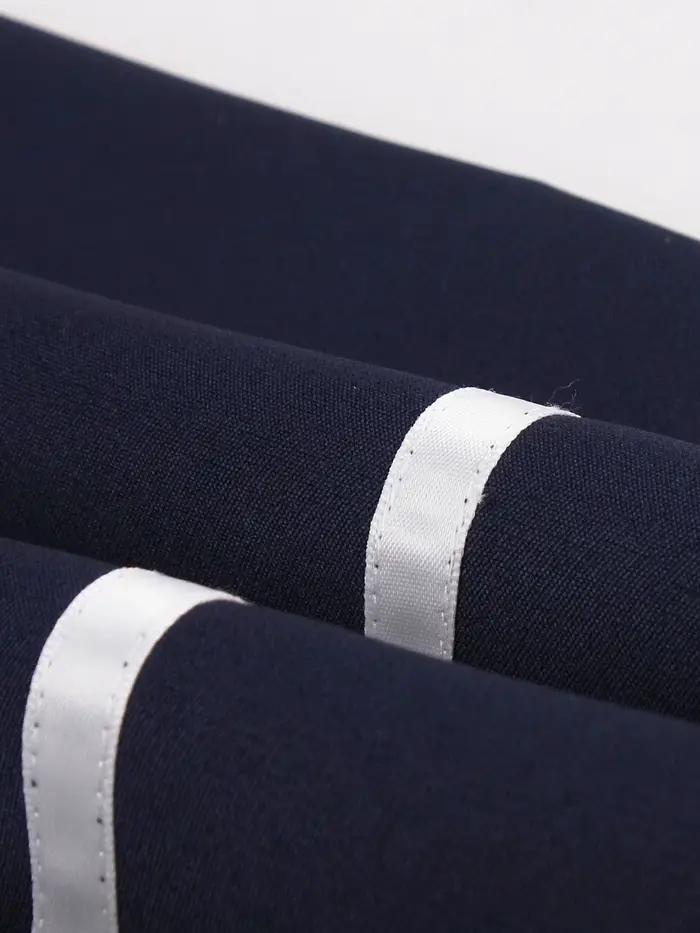 Tonval col marin et nœud rouge sans manches bleu marine femmes robe Style Vintage 2026 printemps été contraste bande robes mi-longues