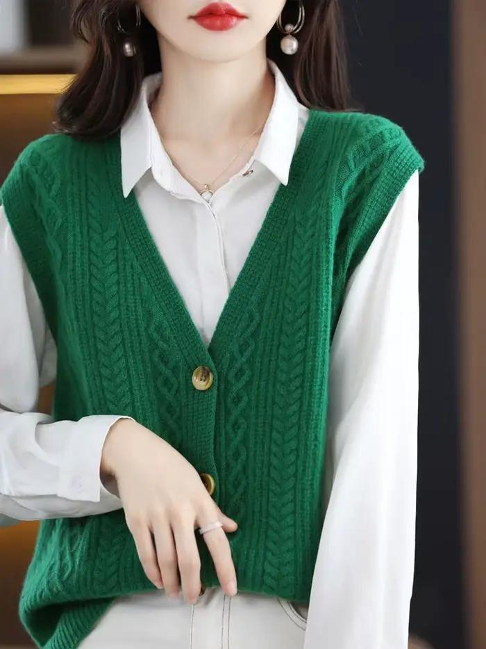 Col en v dame chandails gilet de luxe le voyage chaud automne hiver nouveaux tricots porter pour travailler formel en solide tricot gilets pour les femmes