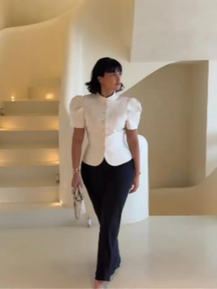 Chemisier Élégant Femme à Manches Bouffantes