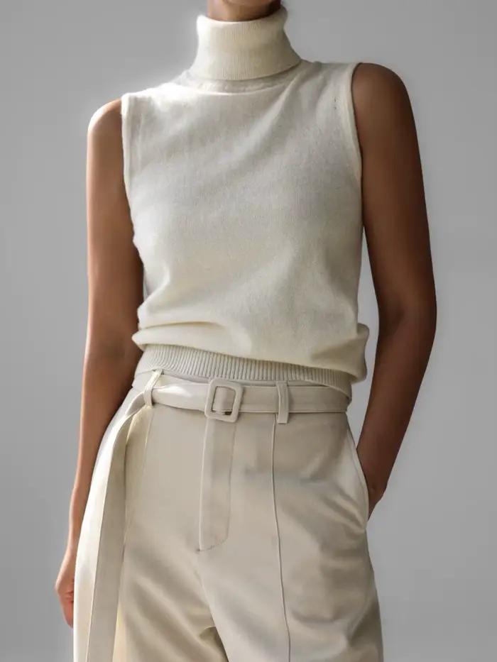 Débardeur col roulé de Blubelle en polyester, nylon et viscose pour femmes d'âge moyen, style bureau, coupe ajustée, tissu doux et extensible pour toutes les occasions