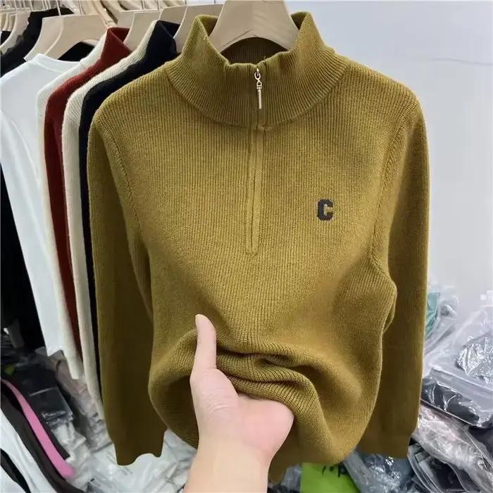 Pull brodé en tricot rouge pour femme